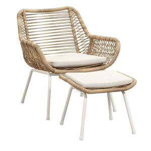 Loungestoel Grand met voetenbank 2-delig - wicker naturel