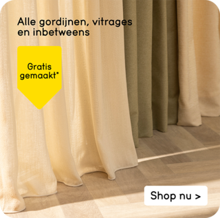 Alle gordijnen, vitrages en inbetweens gratis gemaakt
