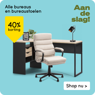 Alle bureaus en bureaustoelen 40% korting
