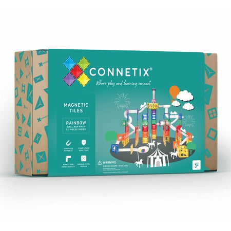 Connetix - Magnetisk Kuglebane - Regnbuefarver - 92 dele.