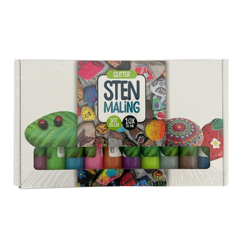 Image of Stenmaling 10 x 30 ml - Glitter