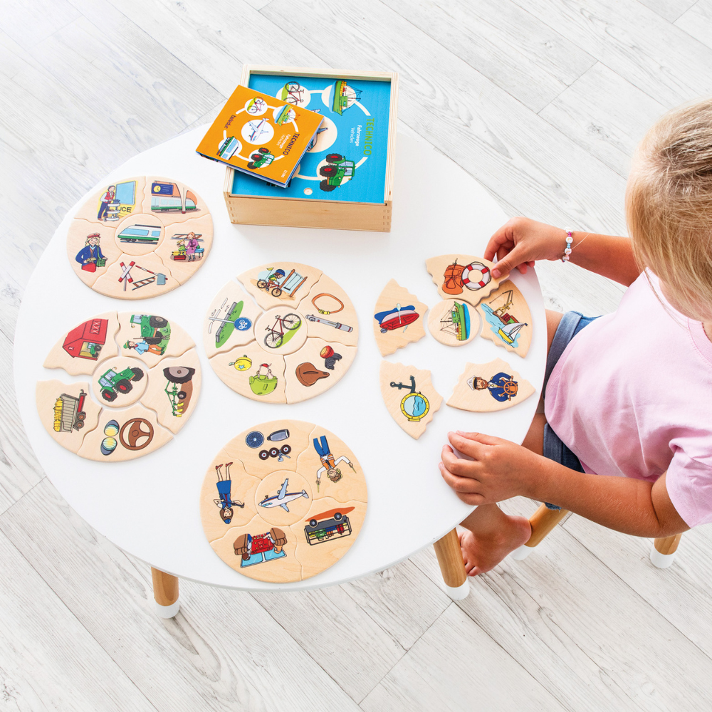 Image of Puslespill i eske - Transportmidler, 5 stk.