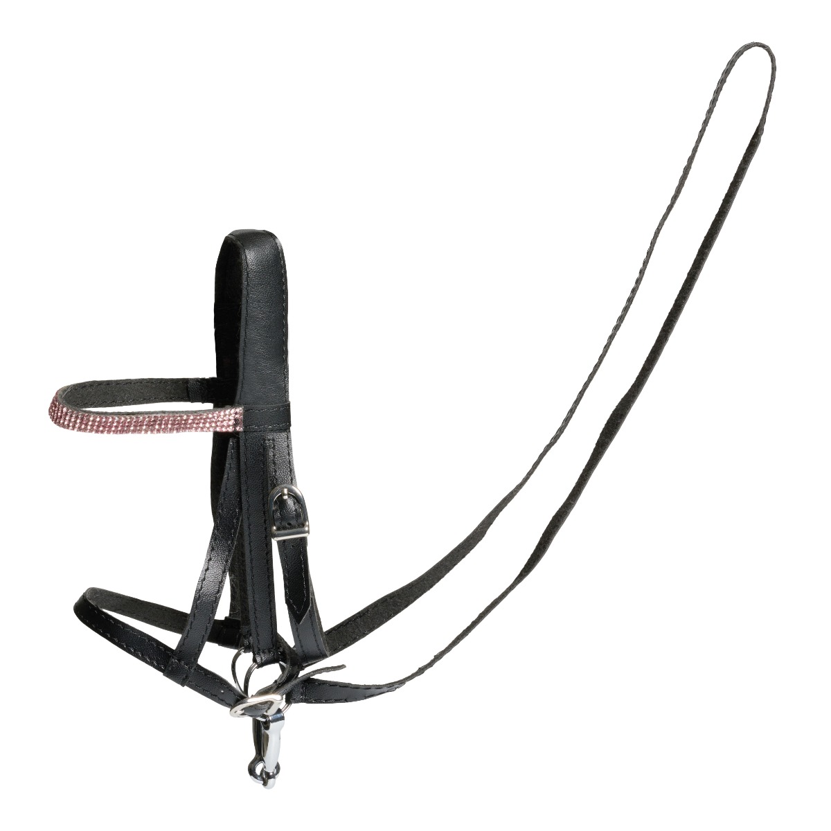 Image of Cheval Roi tilbehør - Tøyle, svart/pink rhinsten