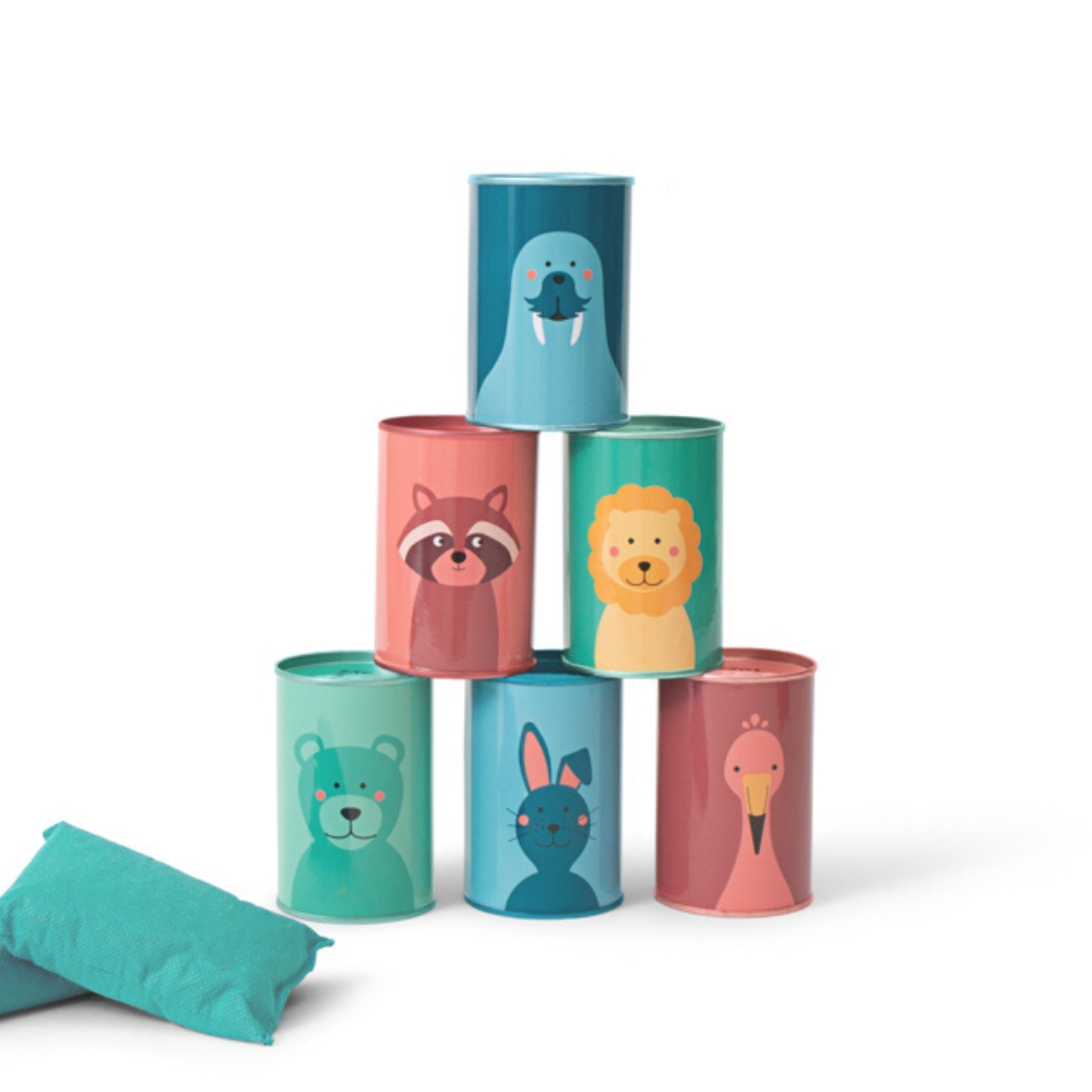 Image of Blikkbokskasting med tall/dyr