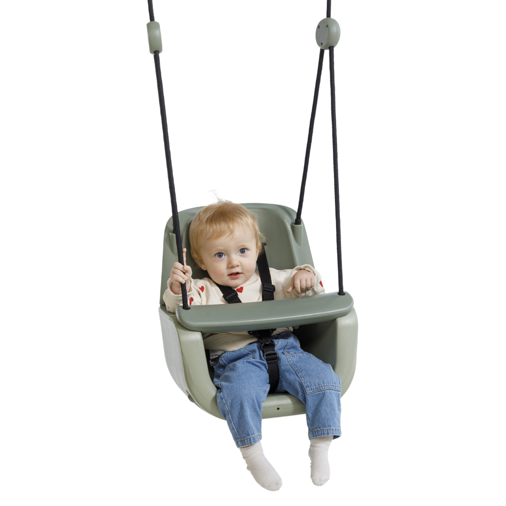 Image of 3-i-1 babyhuske - Salviegrøn (svart tau)