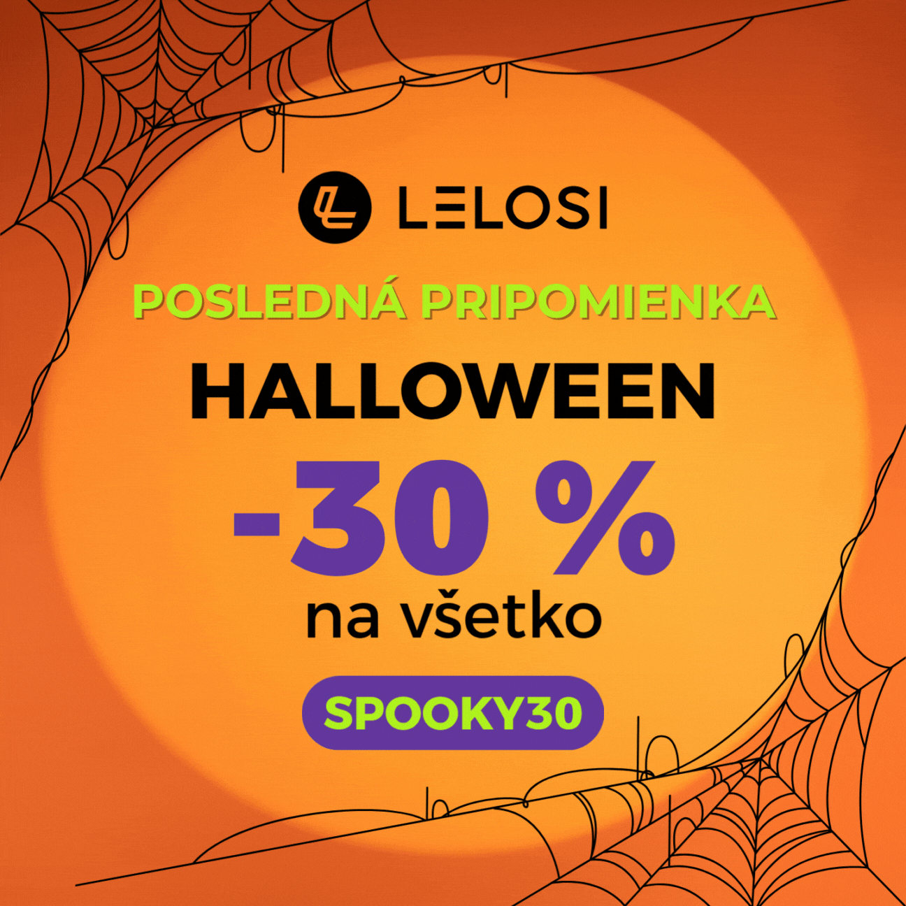 30 % zľava na všetko s kódom SPOOKY30