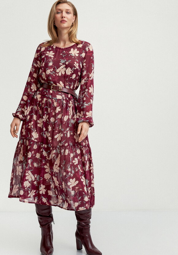 Платье свободного кроя с принтом цветок