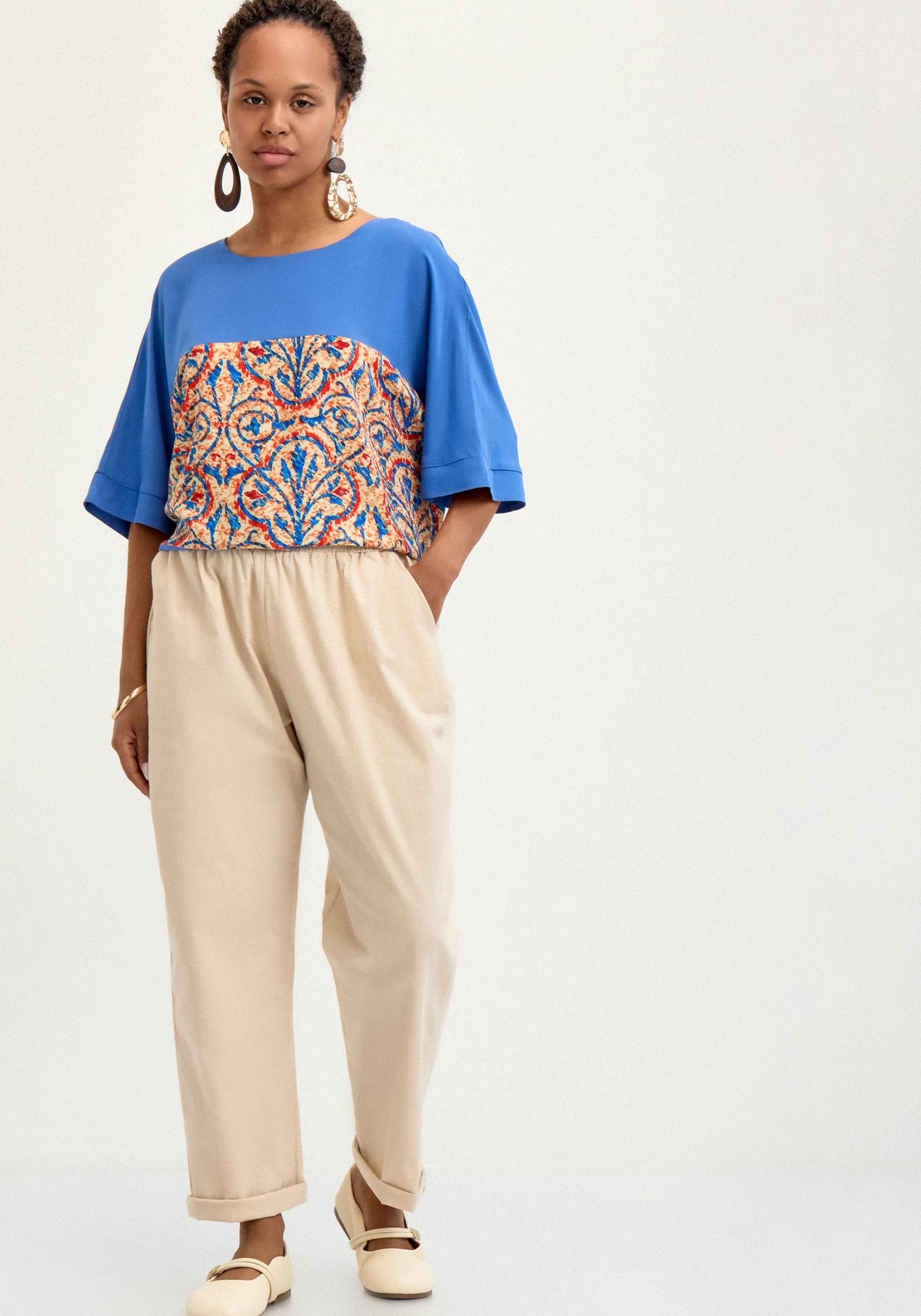 Брюки прямые изо льна с карманами