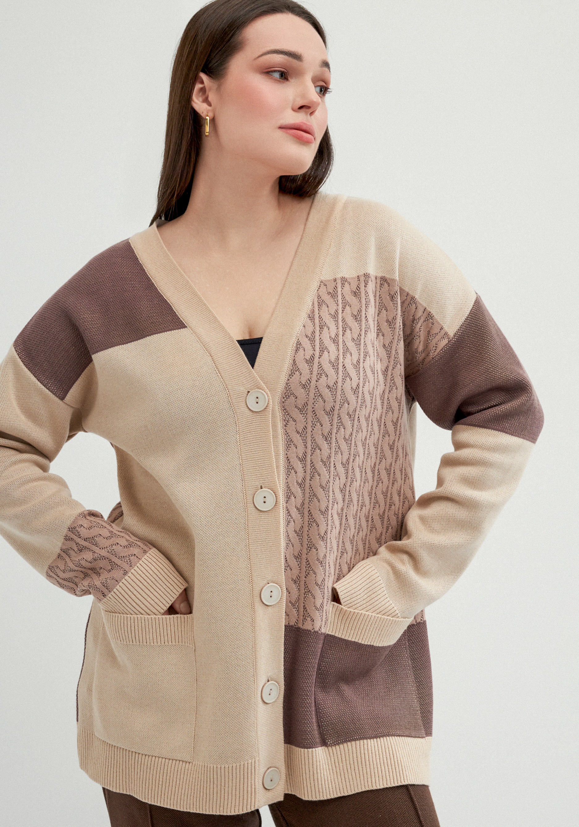 Кардиган с разноцветными вставками