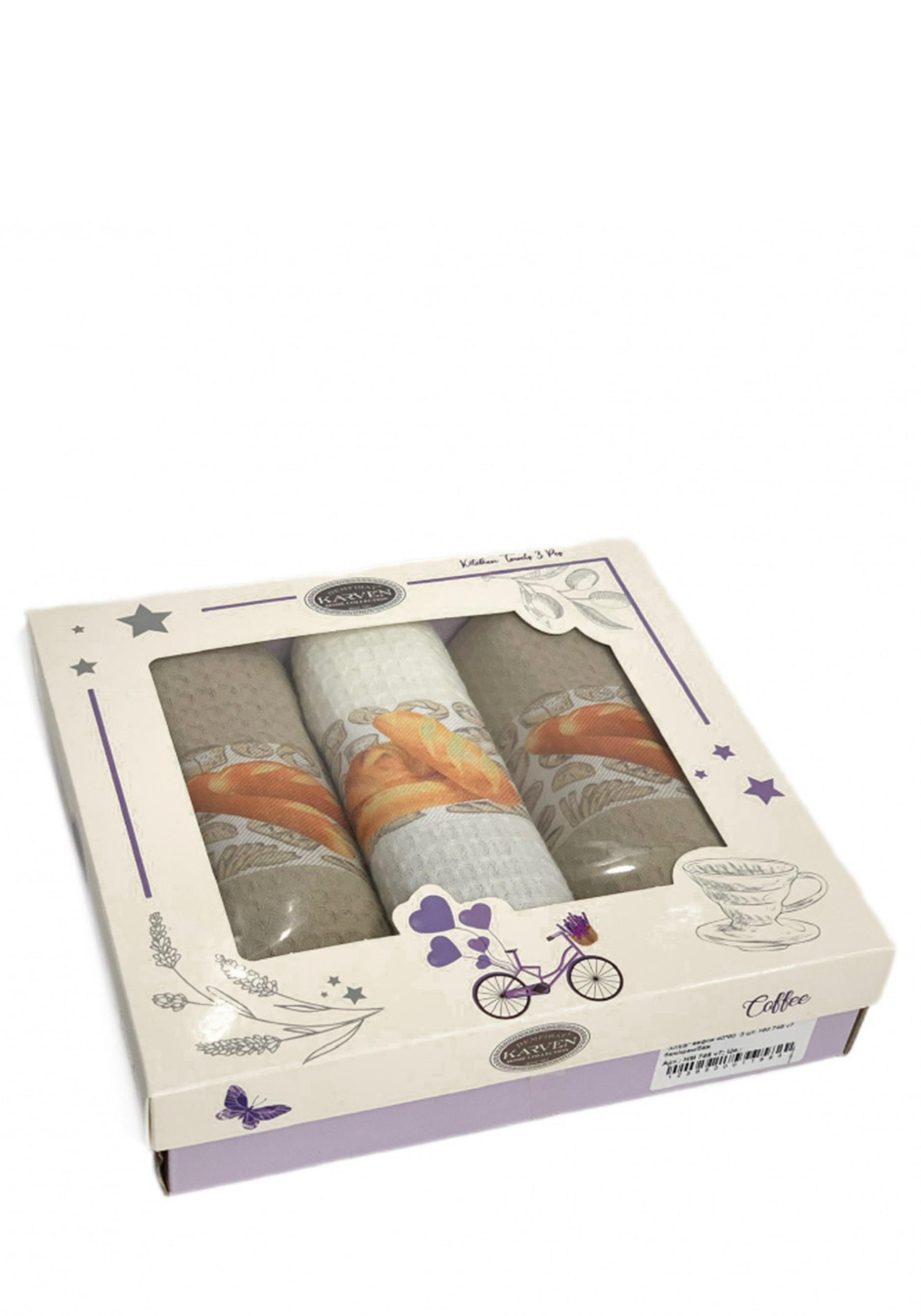 Полотенца вафельные в коробке, 3 шт.