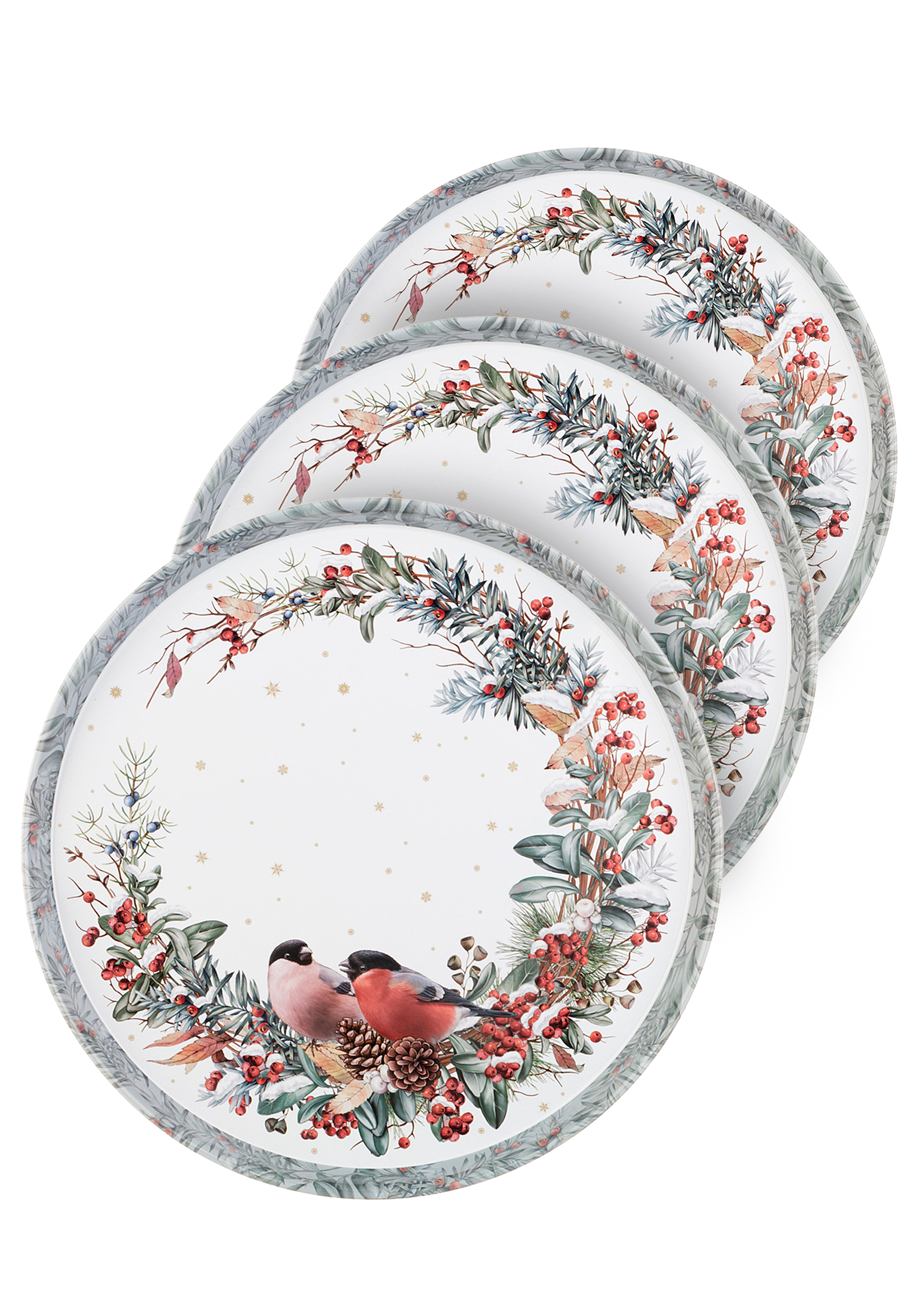 Поднос сервировочный "Снегири", 3шт