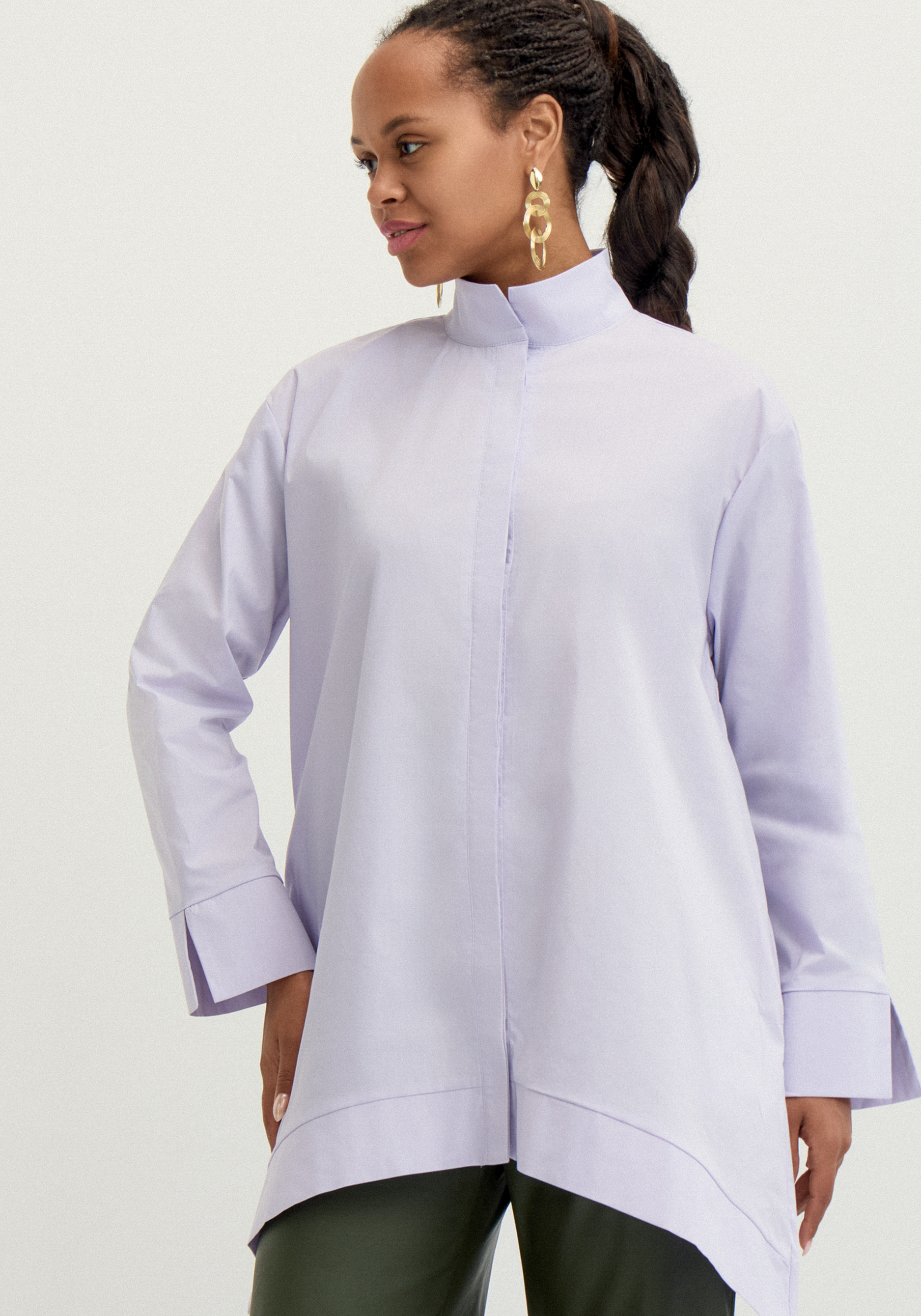 Рубашка с отложным воротом стойкой