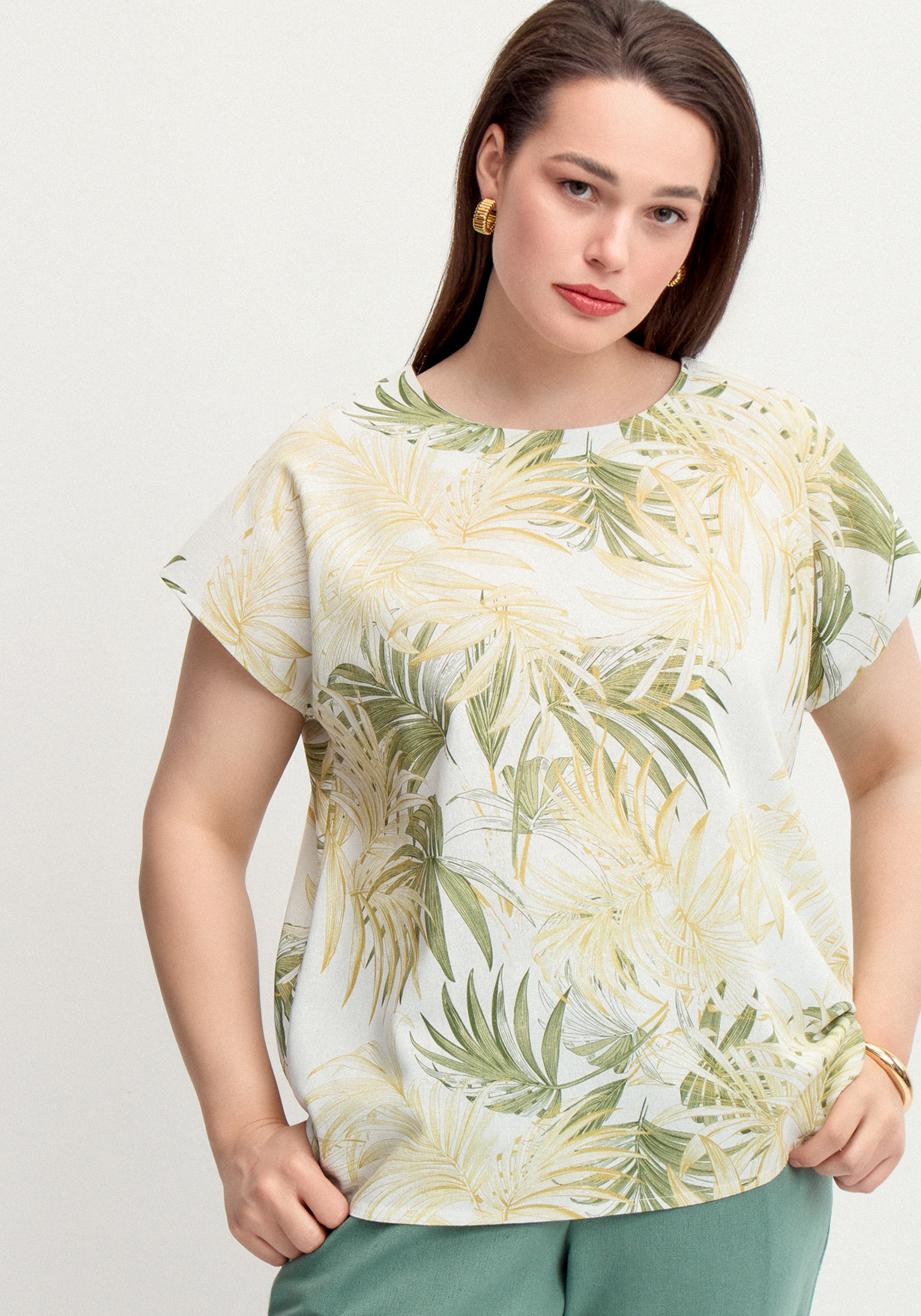 Блуза изо льна с принтом