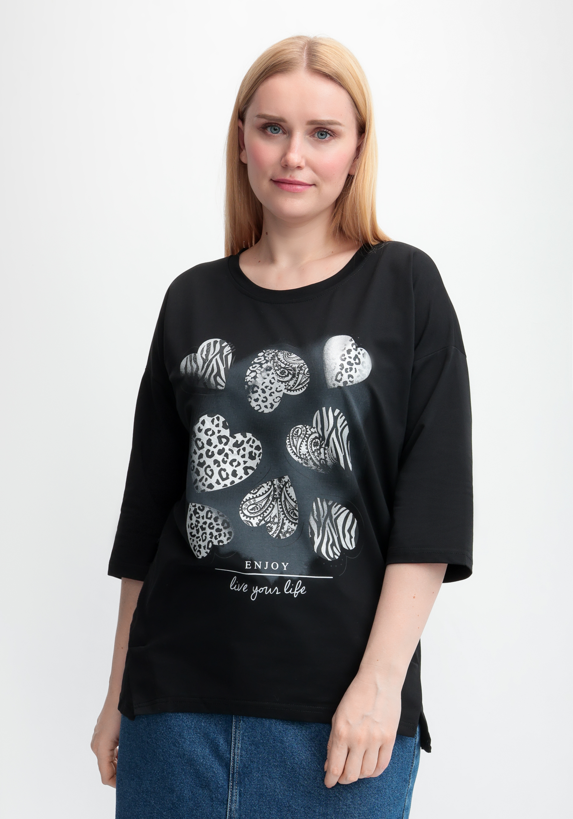 Блуза с принтом "Сердца"