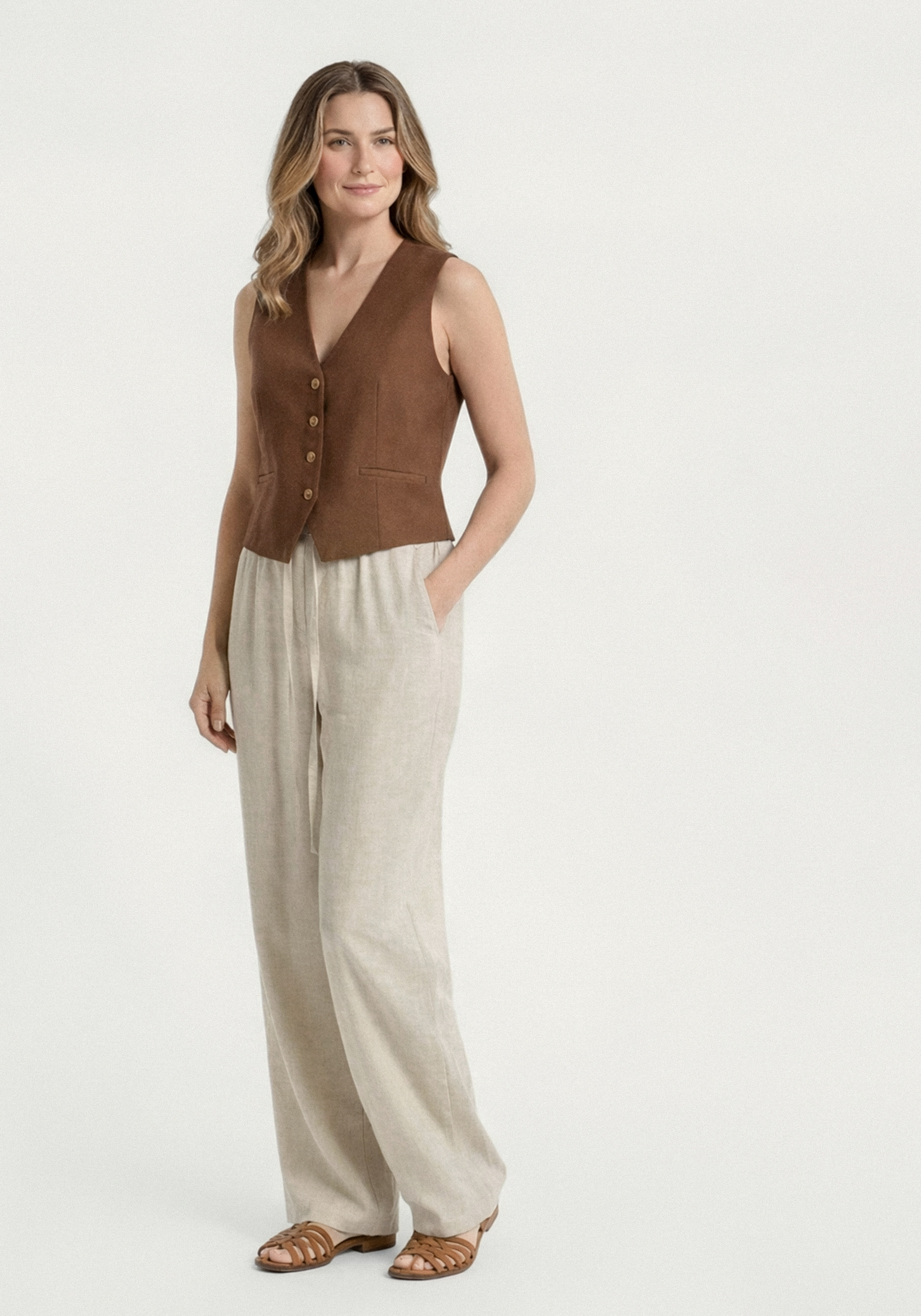 Брюки прямые от бедра из льна "Шаила"