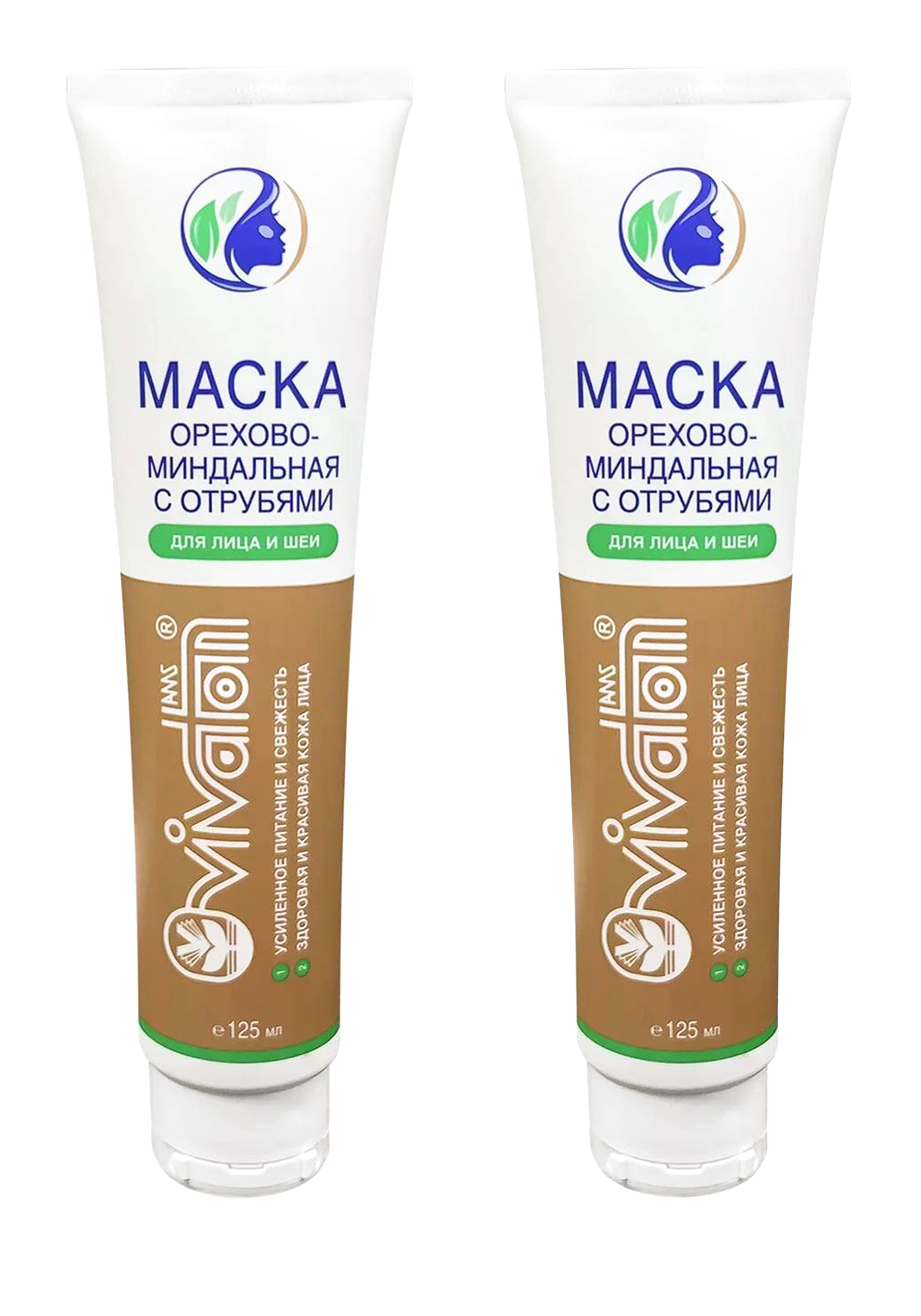 Маска для лица и шеи "Виватон" с отрубями,2шт