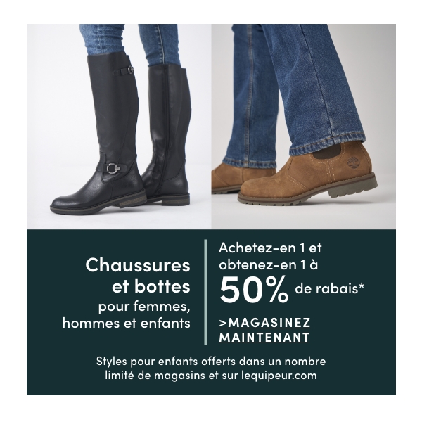 Women's, Men's + Kids' Shoes & Boots Buy one get one 50% OFF*