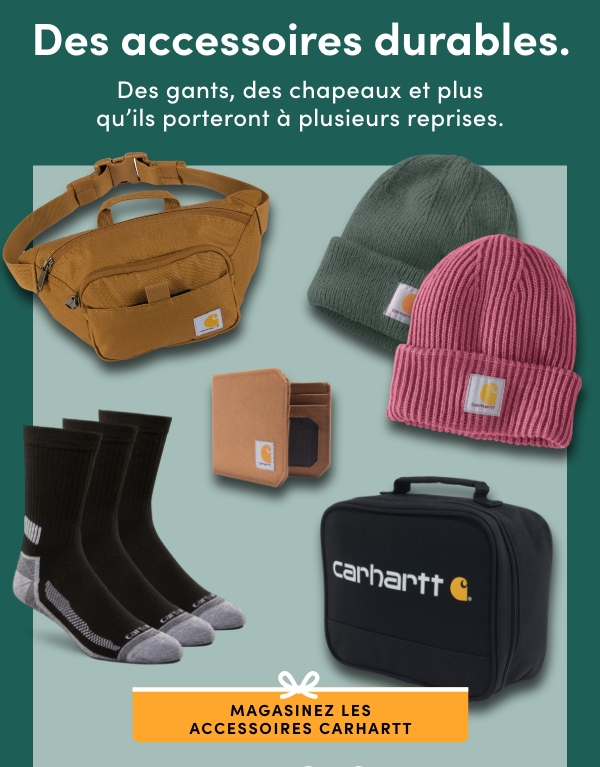 Durable accessories. Gloves, hats and more they'll wear over and over again. SHOP CARHARTT ACCESSORIES