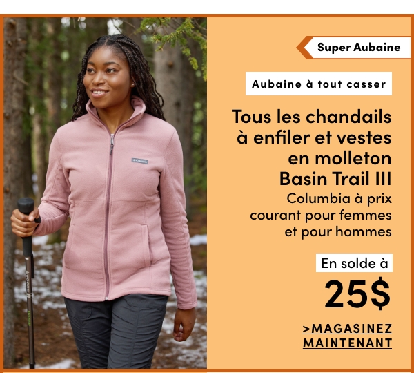 Door Crasher All Regular-Priced Women's + Men's Columbia Basin Trail III Fleece Jackets + Pullovers Sale $25