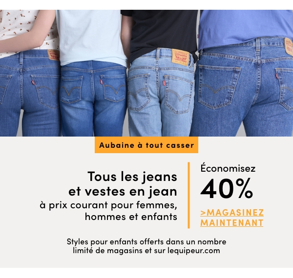 Door Crasher All Regular-Priced Women's, Men's + Kids' Jeans + Jean Jackets Save 40%