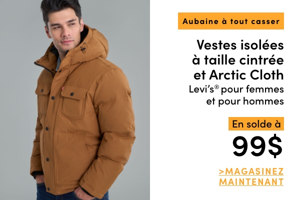 Door Crasher Men's Artic Cloth + Women's Cinch-Waist Levis Insulated Jackets Sale $99