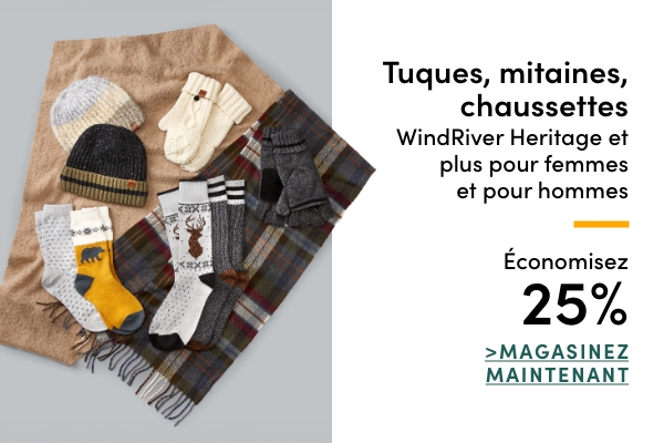 Women's + Men's WindRiver Heritage Winter Toques, Mitts, Socks & More Save 25%