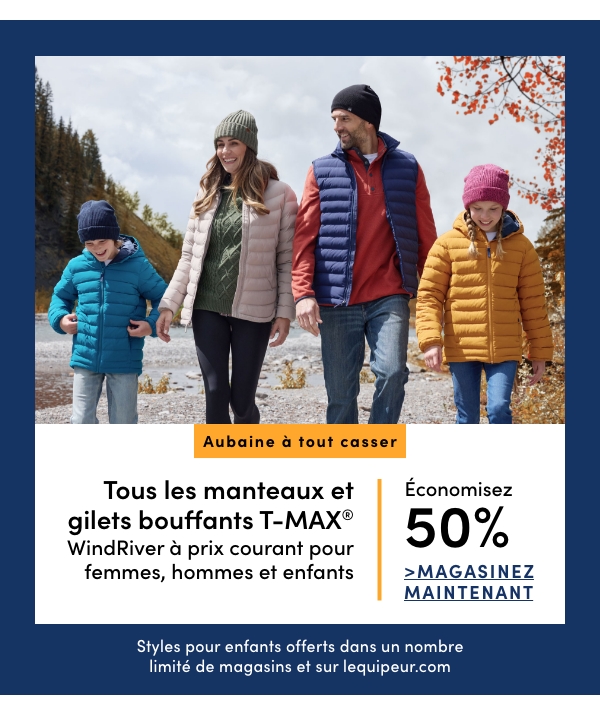 Door Crasher All Regular-Priced Women's, Men's + Kids' WindRiver T-Max Puffer Jackets + Vests Save 50%