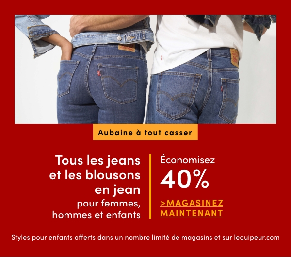 Door Crasher All Women's, Men's + Kids' Jeans + Jean Jackets Save 40%