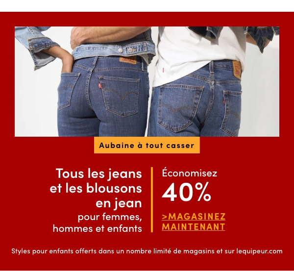 Door Crasher All Women's, Men's + Kids' Jeans + Jean Jackets Save 40%