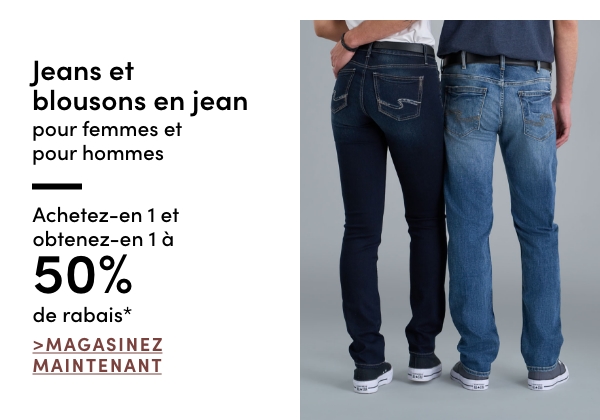 Women's + Men's Jeans + Jean Jackets Buy one get one 50% OFF*