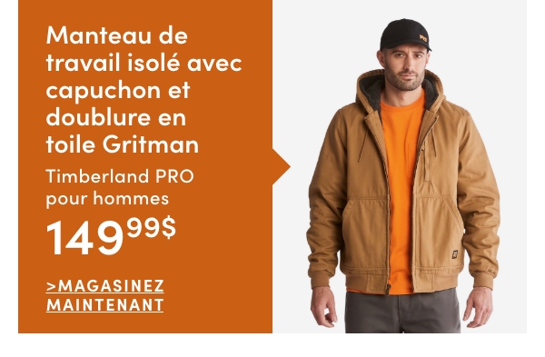 Men's Timberland Pro Gritman Lined Canvas Hooded Insulated Work Jacket $149.99