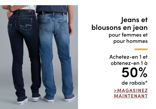 Women's + Men's Jeans + Jean Jackets Buy one get one 50% OFF*