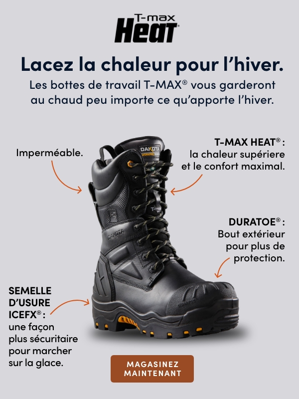 Lace up winter warmth. T-MAX® work boots will keep you warm no matter what winter brings.