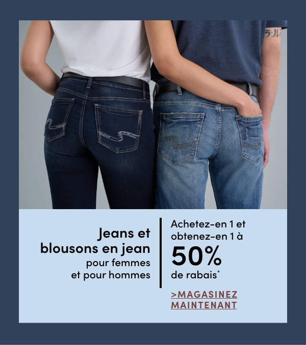 Women's + Men's Jeans + Jean Jackets Buy one get one 50% OFF*