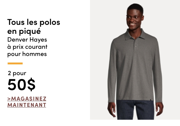 All Regular-Priced Men's Denver Hayes Pique Polo's 2 for $50