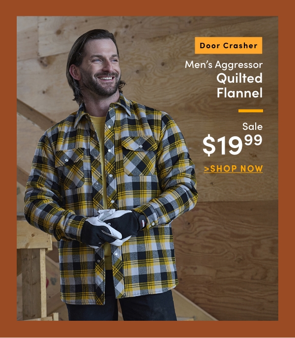 Door Crasher Men's Aggressor Quilted Flannel Sale $19.99