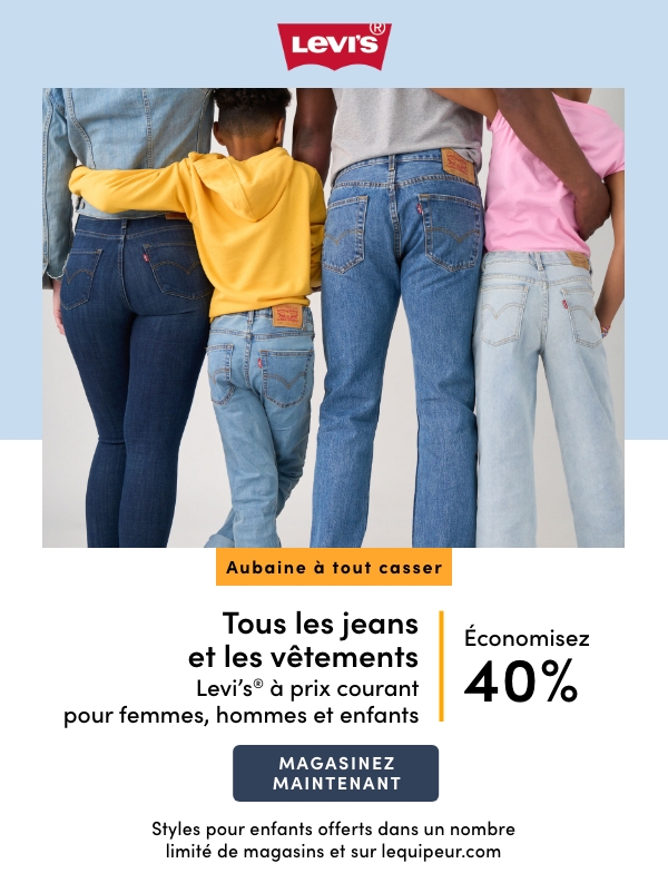 Door Crasher All Regular-Priced Women's, Men's + Kids' Levi's Jeans + Clothing Save 40%