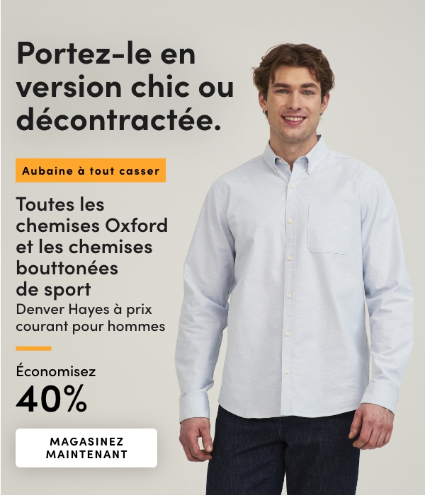 "Door Crasher  All Regular-Priced Men's Denver Hayes Oxford + Sport Button Up Shirts Save 40%"