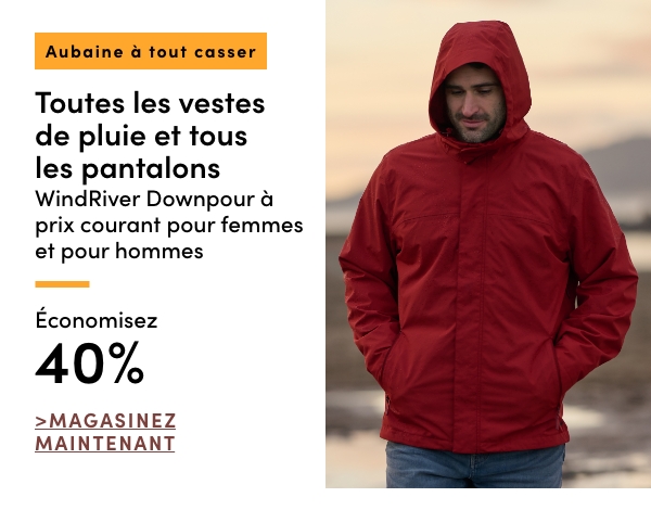 Door Crasher All Regular-Priced Women's + Men's WindRiver Downpour Rain Jackets + Pants Save 40%