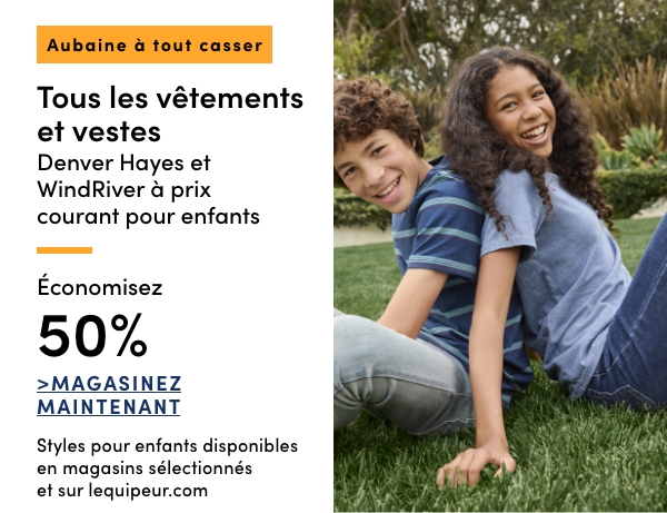 Door Crasher Save 50% on Kids' Denver Hayes + WindRiver Clothing + Jackets 