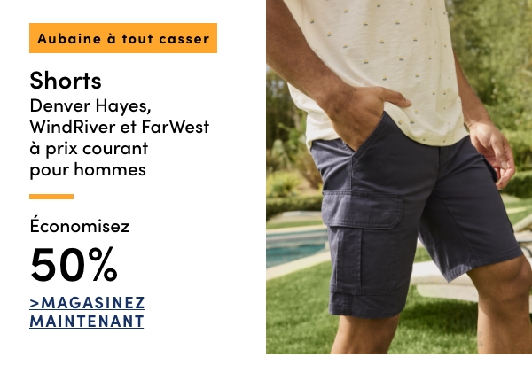 "Door Crasher  All Regular-Priced Men's Denver Hayes, WindRiver + FarWest Shorts Save 50%"