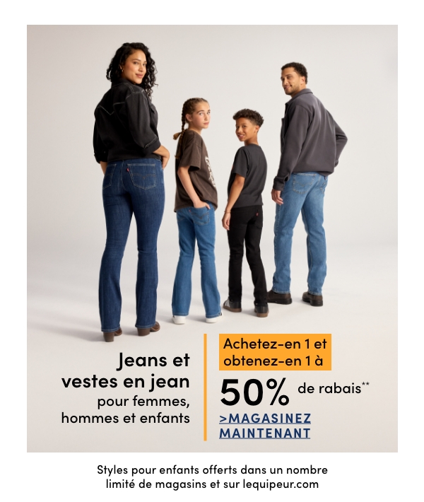 Women's + Men's Jeans + Jean Jackets Buy one get one 50% OFF**