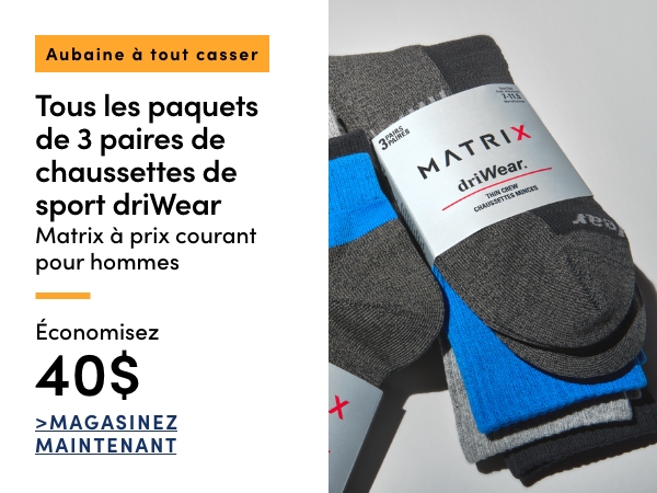 All Reg-Priced Men's Matrix 3pk driWear Sport Socks Save 25%