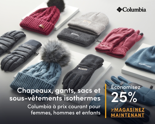 All Reg-Priced Women's, Men's + Kids' Columbia Hats, Gloves, Bags + Thermal Underwear Save 25%