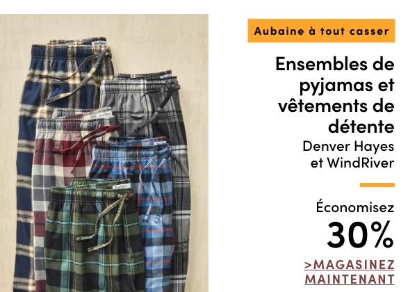 Door Crasher All Regular-Priced Women's + Men's Denver Hayes + WindRiver Sleepwear + Loungewear Save 30%