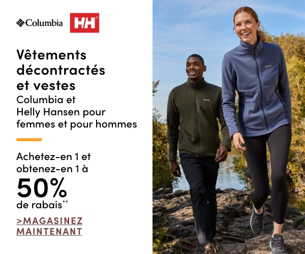 Women's + Men's Columbia + Helly Hansen Casual Clothing + Jackets Buy one get one 50% OFF*
