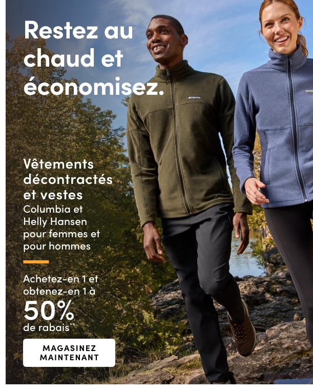 Women's + Men's Columbia + Helly Hansen Casual Clothing + Jackets Buy one get one 50% OFF*