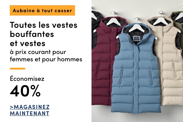 Door Crasher Save 40% on Women's + Men's Puffer Jackets + Vests
