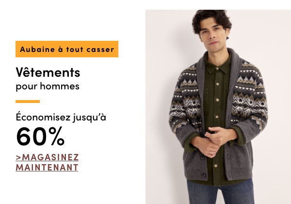 Door Crasher Save up to 60% on Men’s Clothing