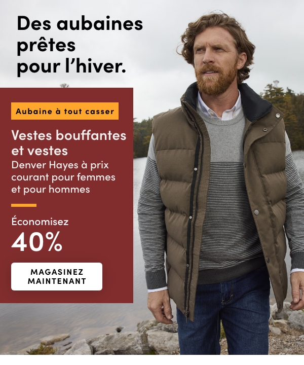 Door Crasher All Regular-Priced Women's + Men's Denver Hayes Puffy Jackets + Vests Save 40%